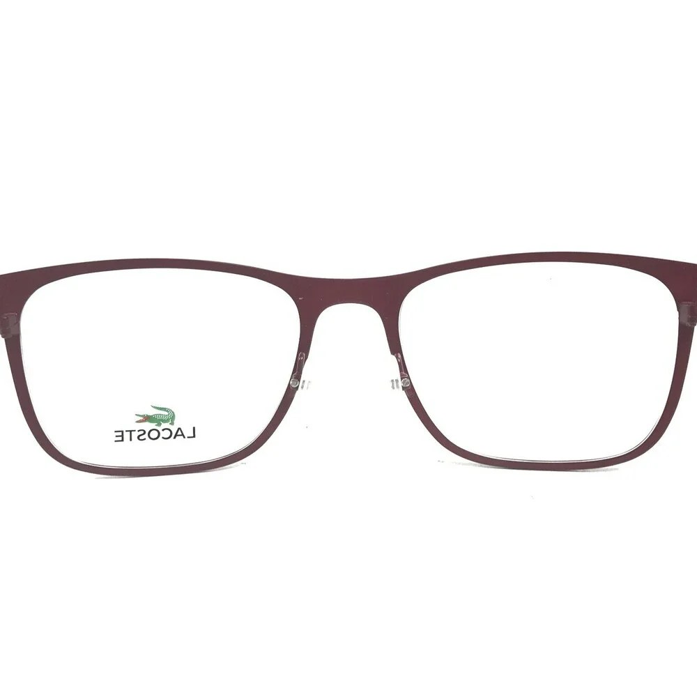 Lacoste Eyeglasses Frames L2231 615 Red Square Horn Thin Wire Rim 55-19-145